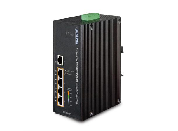 Planet Switch  5-p Gigabit 4xPoE+ Layer2 Industri IP30 DIN RPS B120W 